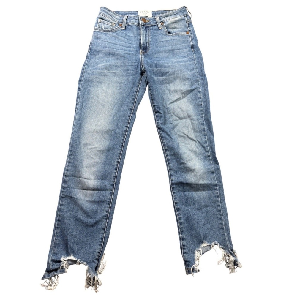 Frame Denim Le High Straight Chewed Hem Jeans Blue T# BP16J Size 26